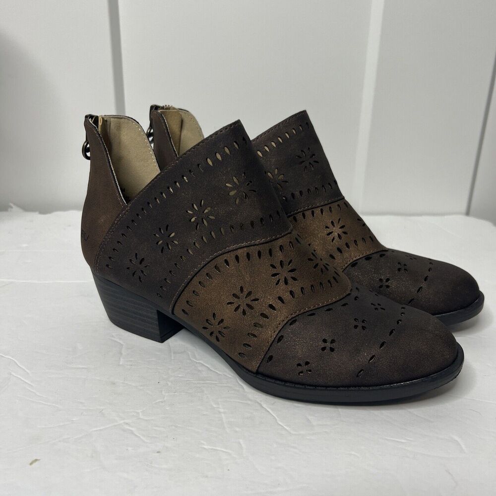 JBU By Jambu Boots Womens 6.5 M Sylvie Ankle Booties Heels Brown Leather Pull On